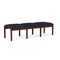 Lesro Lenox Wood 3 Seat Bench Wood Frame, Walnut, OH Navy Upholstery LW3001 - alternate 2